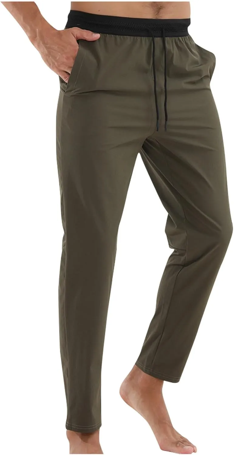 Men's Outdoor Sweatpant Quick Dry Straight Leg Sweat Pants Breathable Casual Drawstring Athletic Workout Running Pant