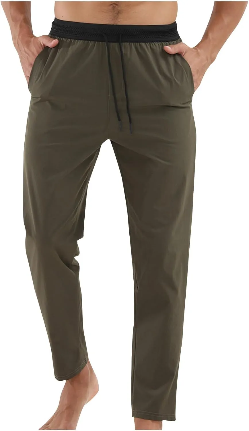 Men's Outdoor Sweatpant Quick Dry Straight Leg Sweat Pants Breathable Casual Drawstring Athletic Workout Running Pant