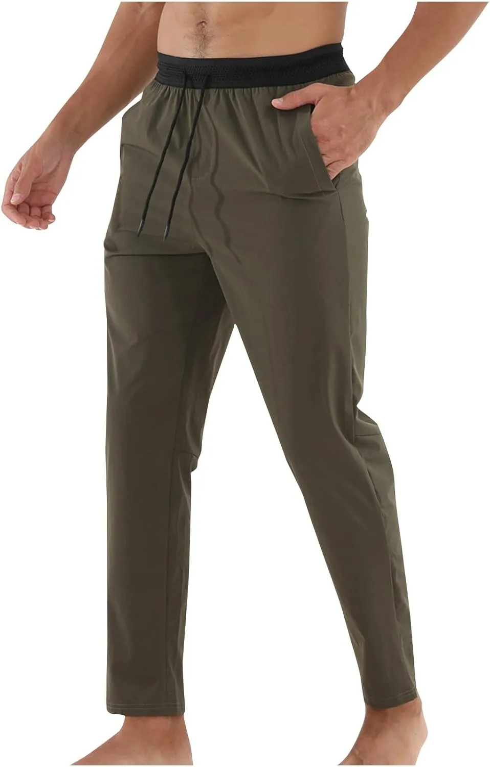 Men's Outdoor Sweatpant Quick Dry Straight Leg Sweat Pants Breathable Casual Drawstring Athletic Workout Running Pant