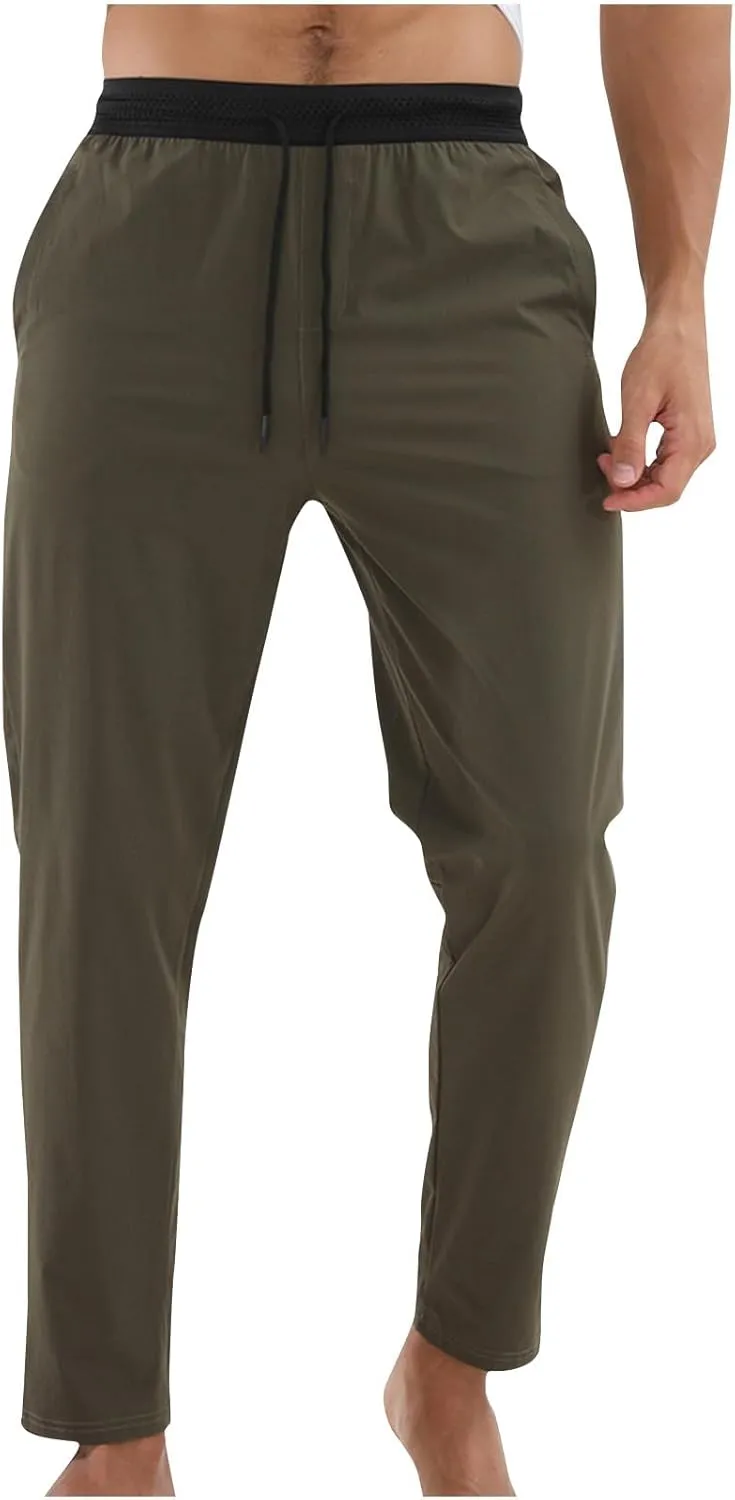 Men's Outdoor Sweatpant Quick Dry Straight Leg Sweat Pants Breathable Casual Drawstring Athletic Workout Running Pant