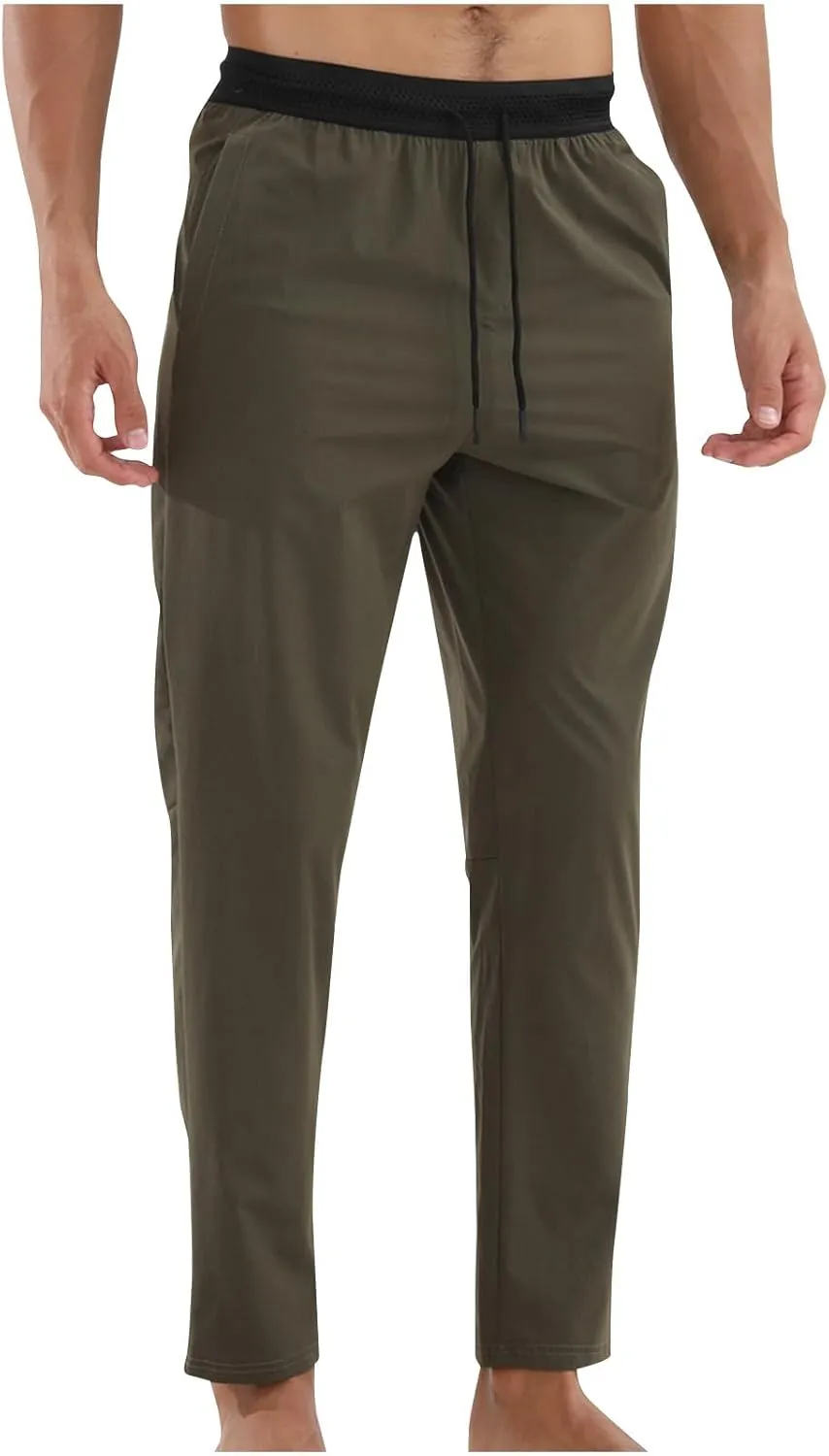 Men's Outdoor Sweatpant Quick Dry Straight Leg Sweat Pants Breathable Casual Drawstring Athletic Workout Running Pant