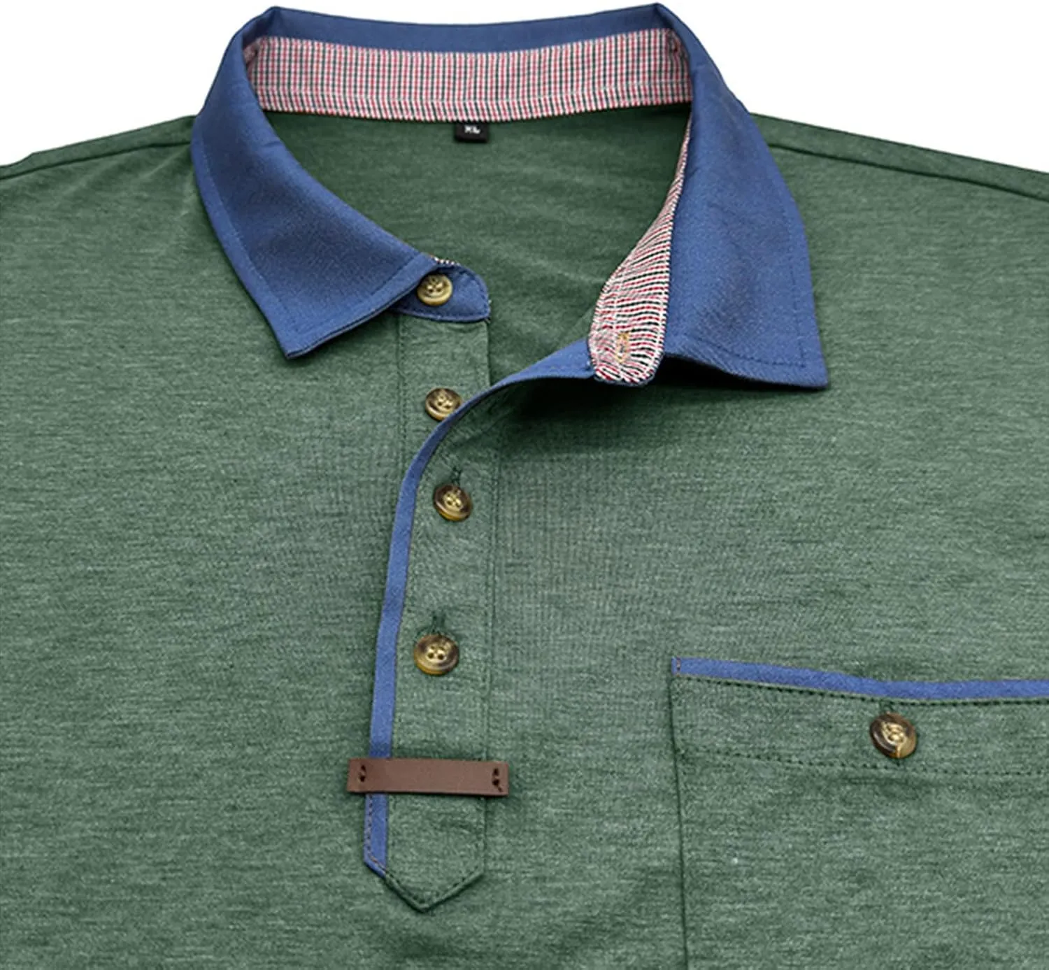 Men's Regular Fit Casual Short Sleeve Vintage Dual Tipped Collar Button Down Polo Shirt Golf Tee Shirts with Pocket