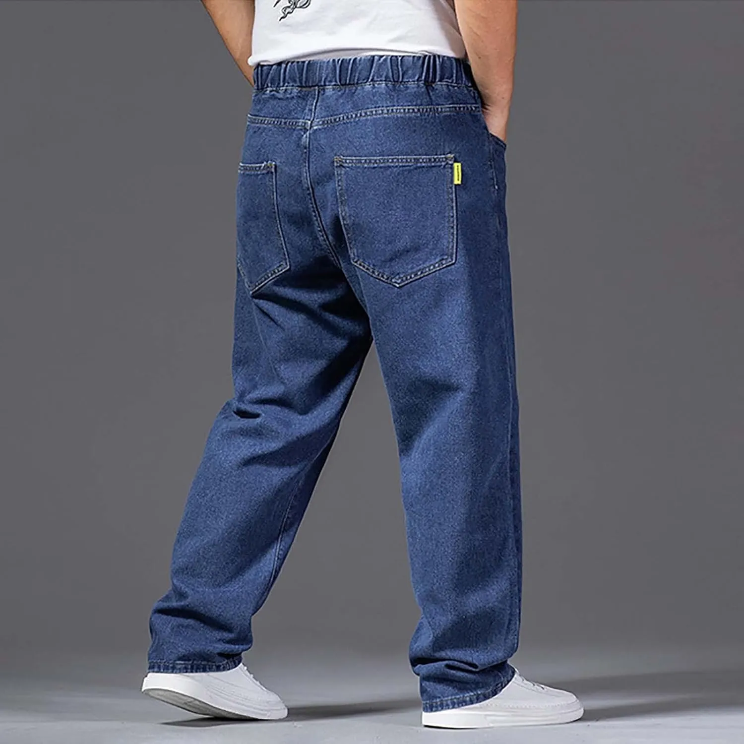 Mens Relaxed Fit Jeans Y2k Hip Hop Streetwear Wide Leg Jean Plus Size Baggy Straight Leg Denim Pants Casual Trousers