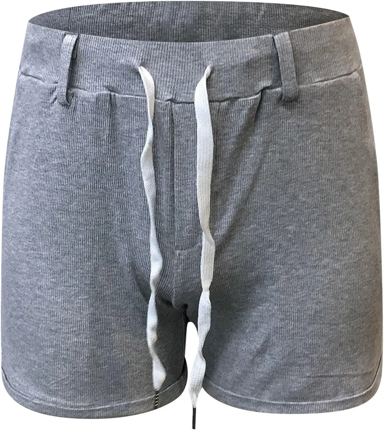Men's Ribbed Booty Shorts Elastic Waist Drawstring Gym Workout Boxer Briefs Athletic Bodybuilding Soft Sports Shorts