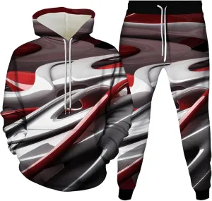 Men's Sweatsuits 2 Piece Trendy Outdoor Street Couple Dating Set Casual 3D Art Printed Drawstring Long Sleeve Outfits