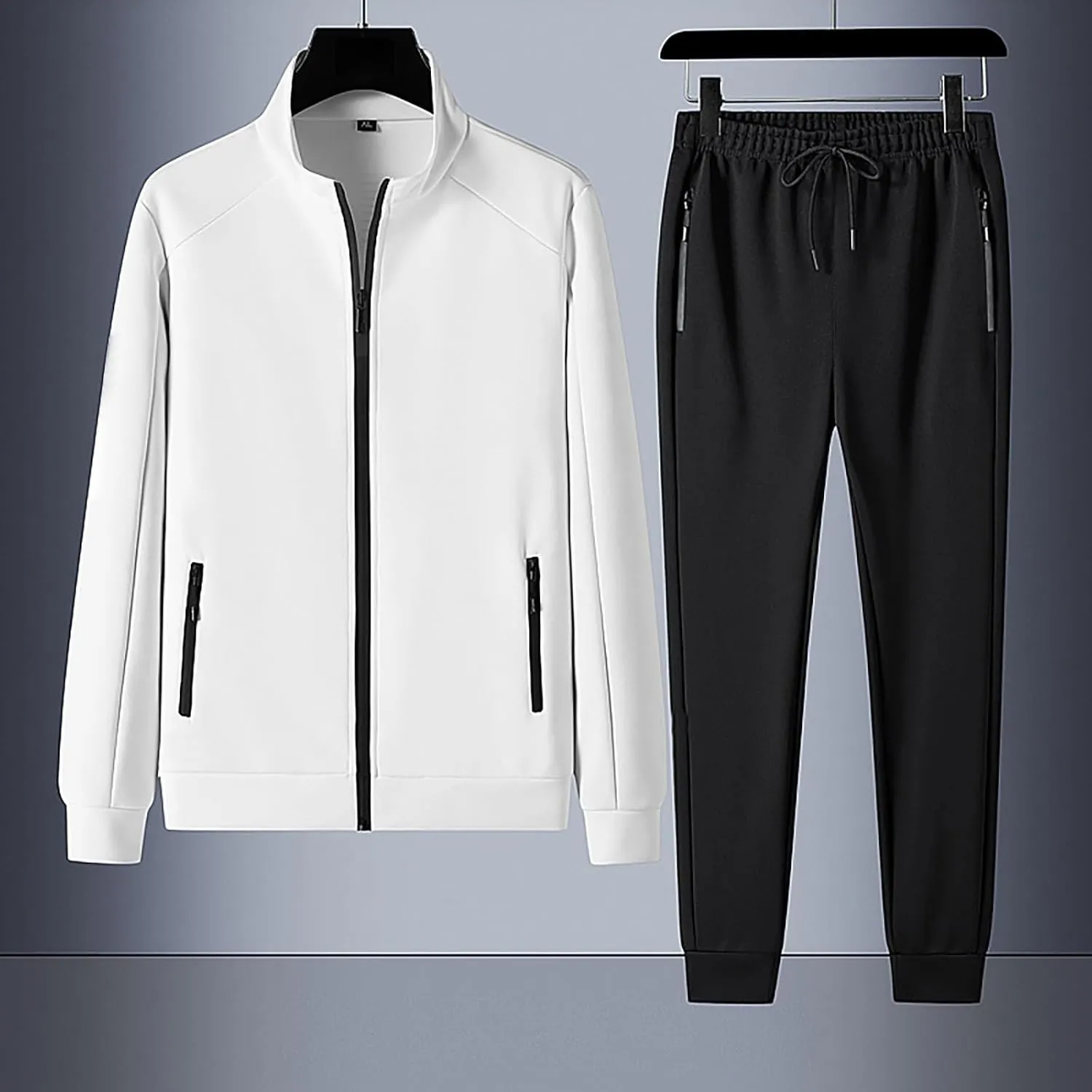 Men's Tracksuit 2 Piece Full Zipper Long Sleeve Jacket Drawstring Pants Fashion Jogging Dating Couple Casual Outfits