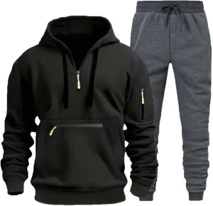 Mens Tracksuits 2 Piece Zipper Long Sleeve Sweatshirt Hoodie Drawstring Jogging Pants Workout Running Active Outfits