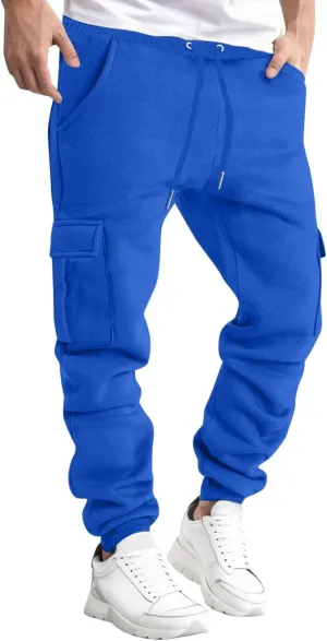 Men's Zipper Pockets Casual Slim Track Pants Workout Gear for Men Clothes Men's Fast Dry Stretch Pants Cargo Overalls for Men
