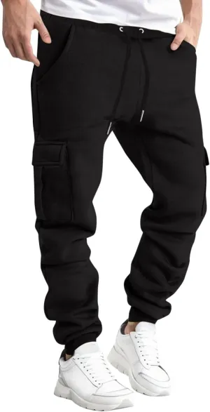 Men's Zipper Pockets Casual Slim Track Pants Workout Gear for Men Clothes Men's Fast Dry Stretch Pants Cargo Overalls for Men