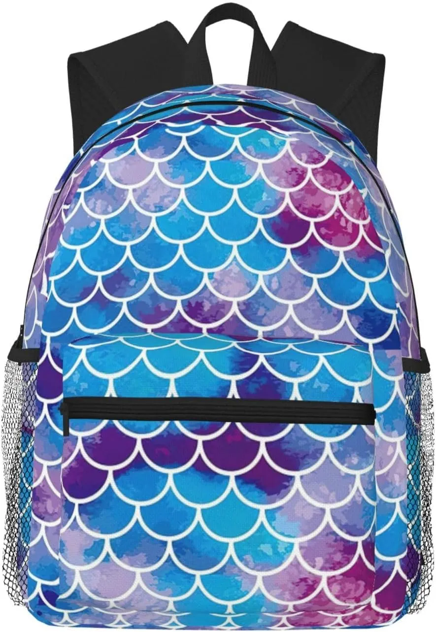 Mermaid Fish Scale print Lightweight duffel bag, travel hiking daypack, comfortable backpack, sports bag