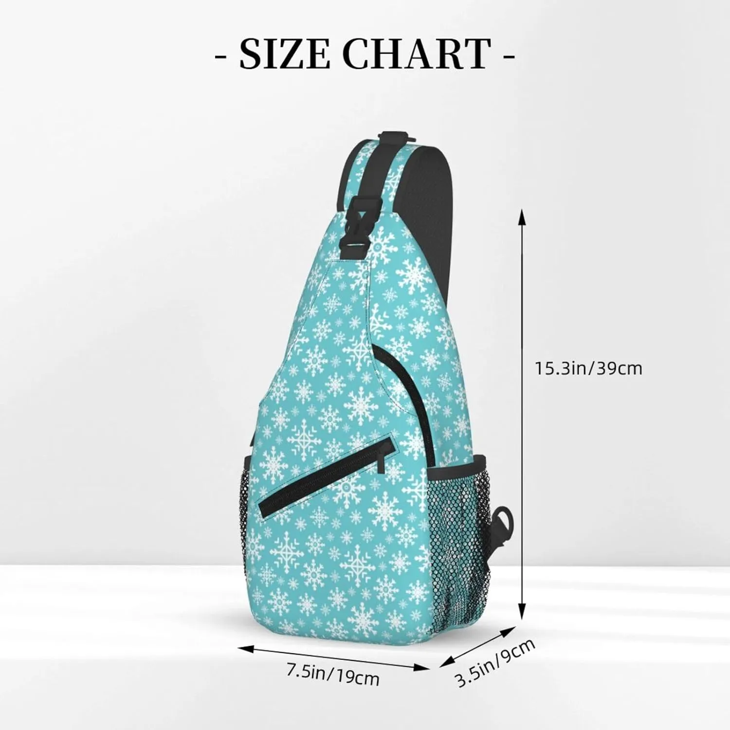 Merry Christmas White Snowflakes Green Cross Chest Bag Diagonally Hiking Crossbody Bag Travel Shoulder Daypack Lightweight Sling Backpack Cycling Daypacks Fitness Chest Backpacks