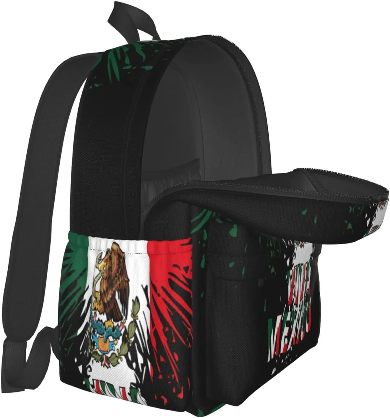 Mexico Eagle Mexican Mx National Flags Laptop Commuter Backpack Shoulder Bag Casual Back Pack Daypack Bags With Side Pockets For Work Travel Daily Use