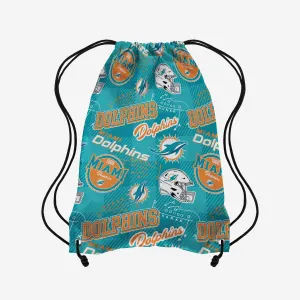 Miami Dolphins Thematic Repeat Print Drawstring Backpack