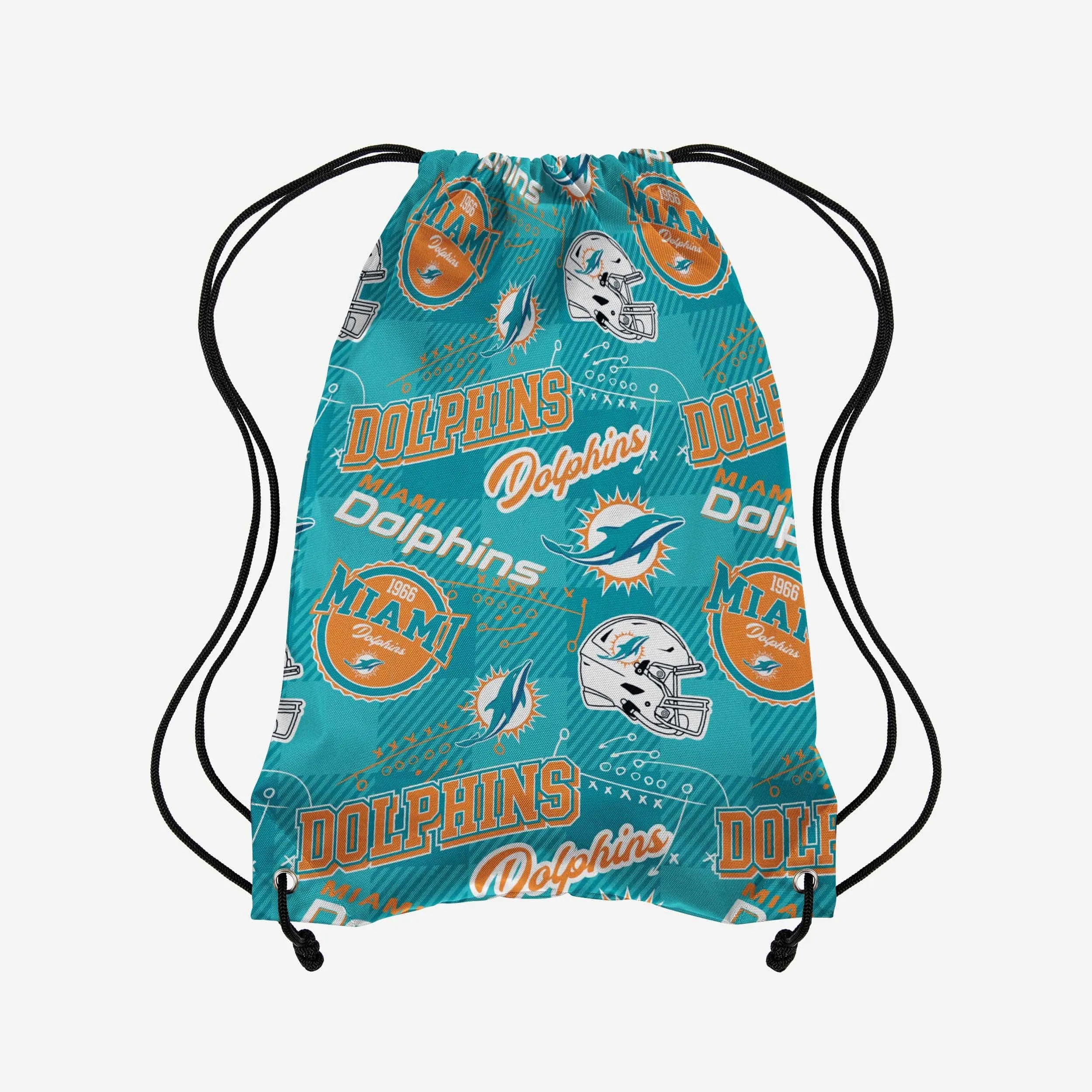 Miami Dolphins Thematic Repeat Print Drawstring Backpack