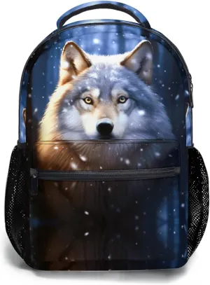 Miaoquhe Wolf Backpack Animal Printed Laptop Backpack for Girls Boys Kids Wolf Printing School Bookbags Casual College Shoulder Bag Computer Daypack for Women Men Travel Work