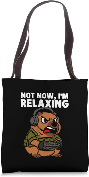 Military Game Not Now I'm Relaxing Gamer Capybara Tote Bag