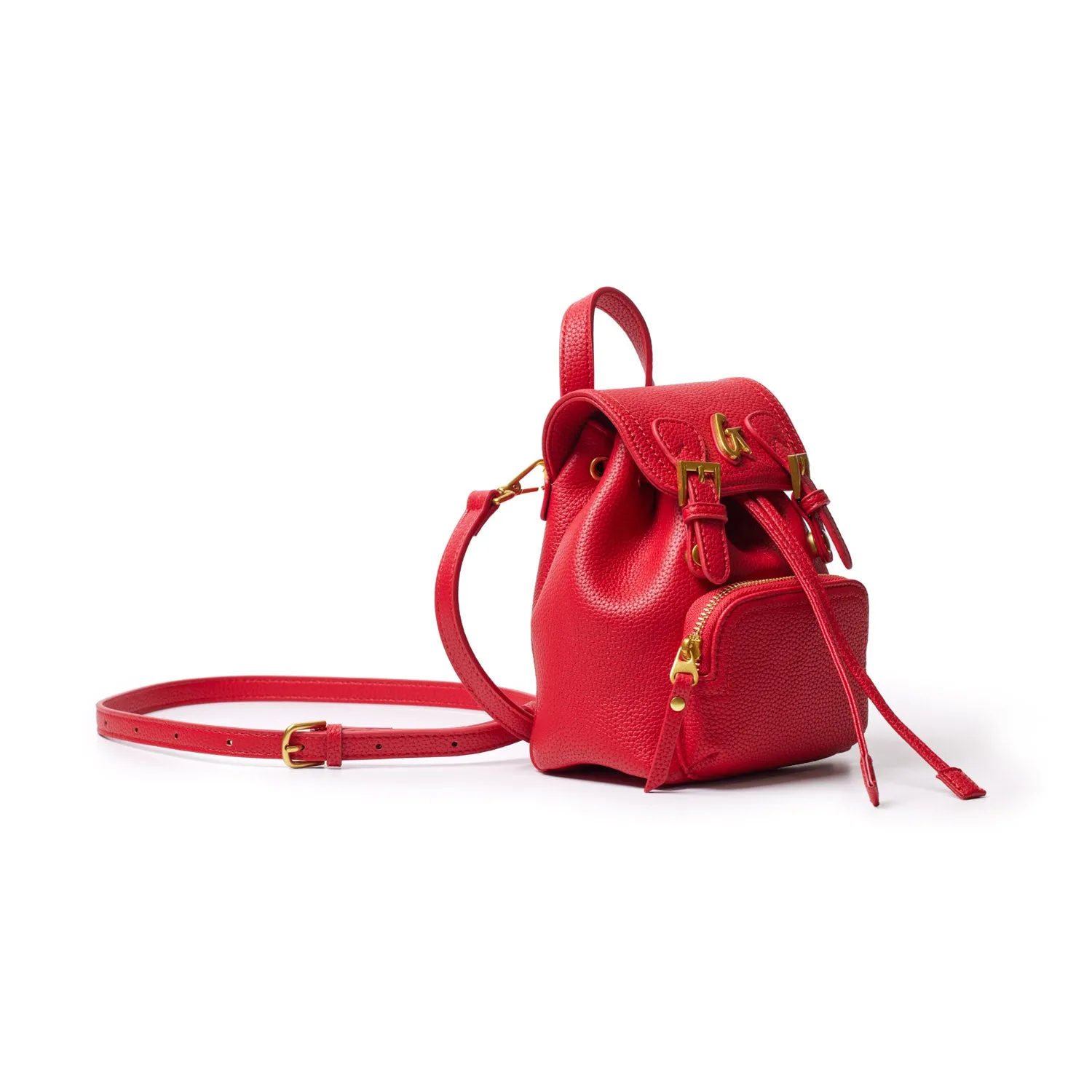 MINI PEBBLE CROSSBODY BACKPACK - RED