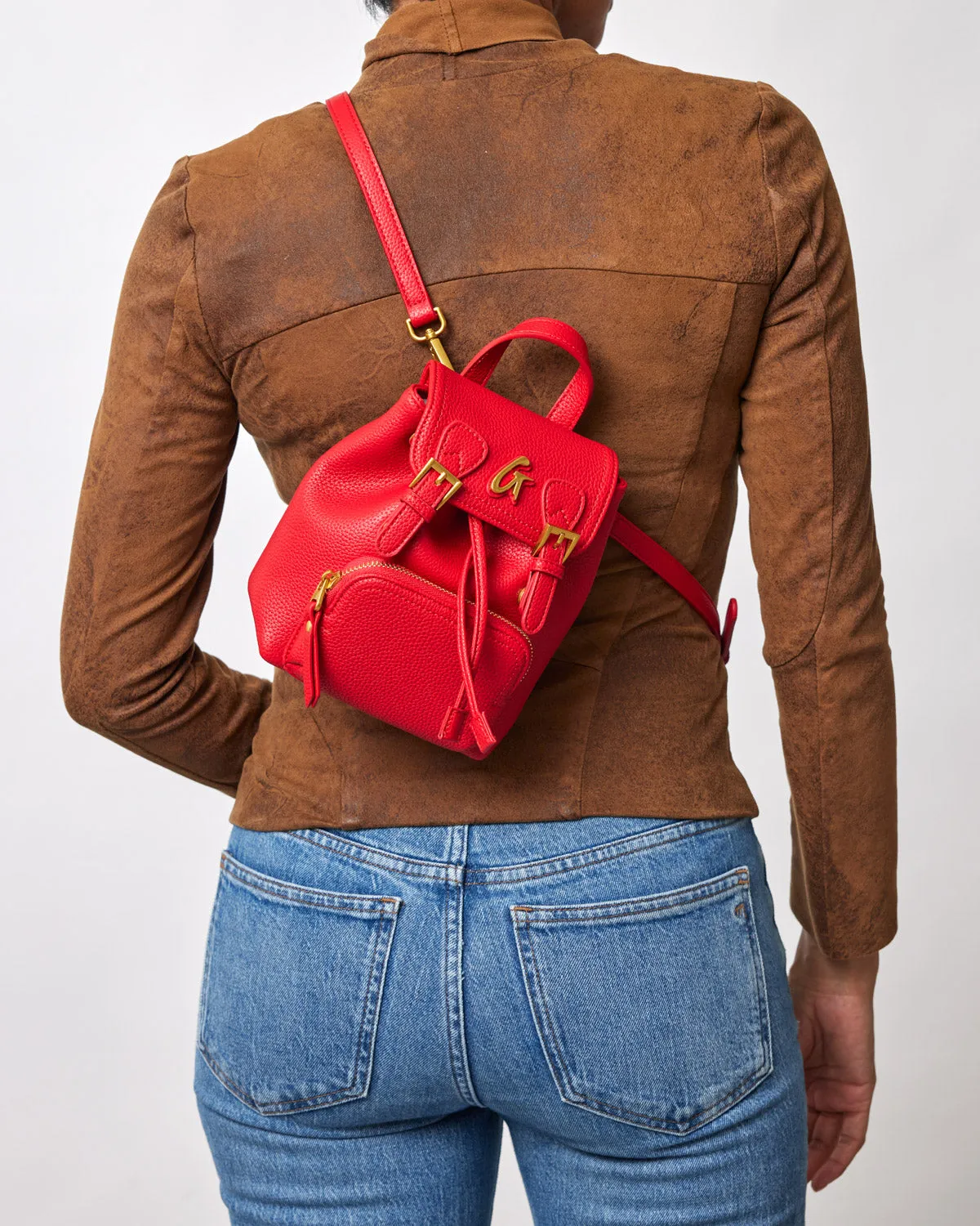 MINI PEBBLE CROSSBODY BACKPACK - RED