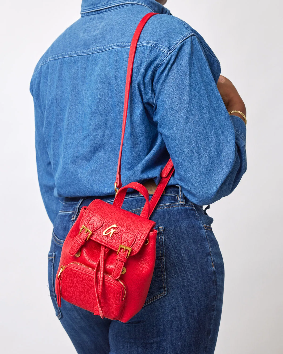 MINI PEBBLE CROSSBODY BACKPACK - RED