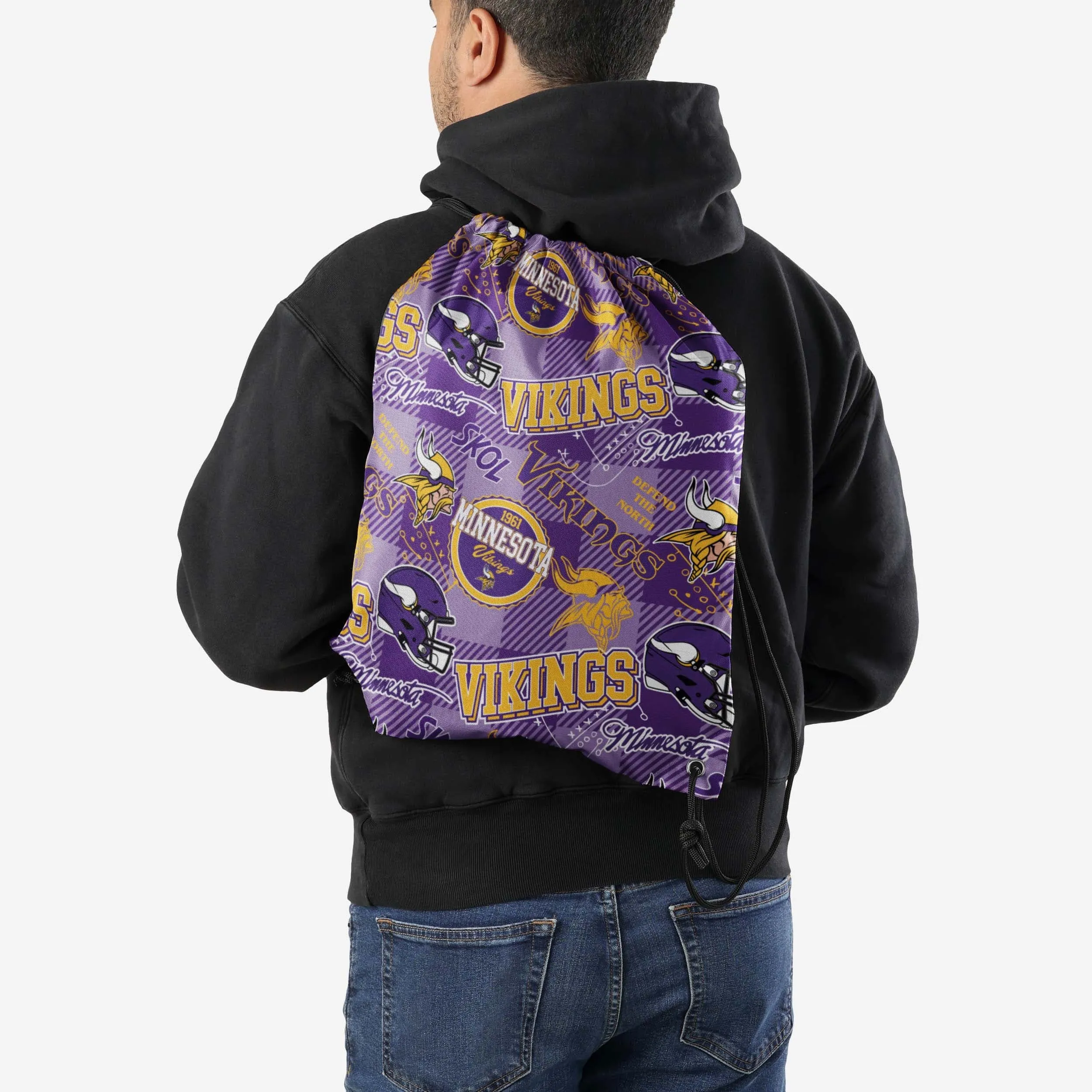 Minnesota Vikings Thematic Repeat Print Drawstring Backpack