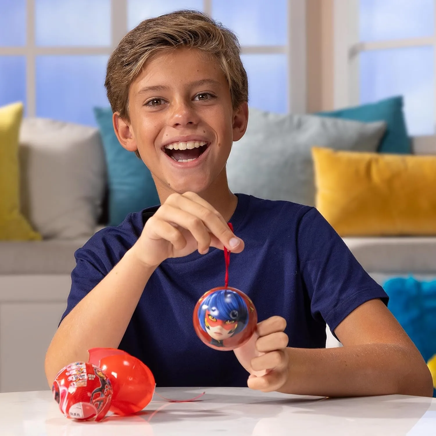 Miraculous Ladybug, 4-1 Surprise Miraball, Toys for Kids with Collectible Character Metal Ball, Kwami Plush, Glittery Stickers and White Ribbon (Wyncor)