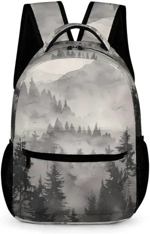 Misty Fog Pine Tree Forest Travel Laptop Backpack Durable Computer Bag Daypack for Men Women