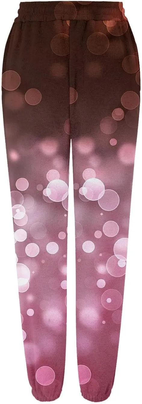 Miyaomn Women's Casual Athletic Running Joggers Valentines Day Sweatpants with Pink Heart Pockets Elastic Waist Lounge Slacks