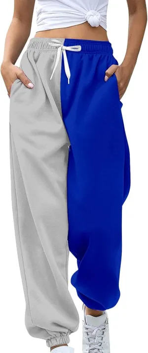 Miyaomn Women's Joggers Pants Casual Patchwork Drawstring Running Trousers Athletic Workout Gym Yoga Sweatpants with Pockets