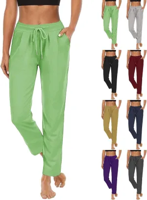 Miyaomn Women's Wide Leg Athletic Sweatpants Drawstring High Waisted Casual Joggers Straight Leg Lounge Trousers with Pockets