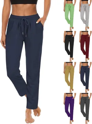 Miyaomn Women's Wide Leg Athletic Sweatpants Drawstring High Waisted Casual Joggers Straight Leg Lounge Trousers with Pockets