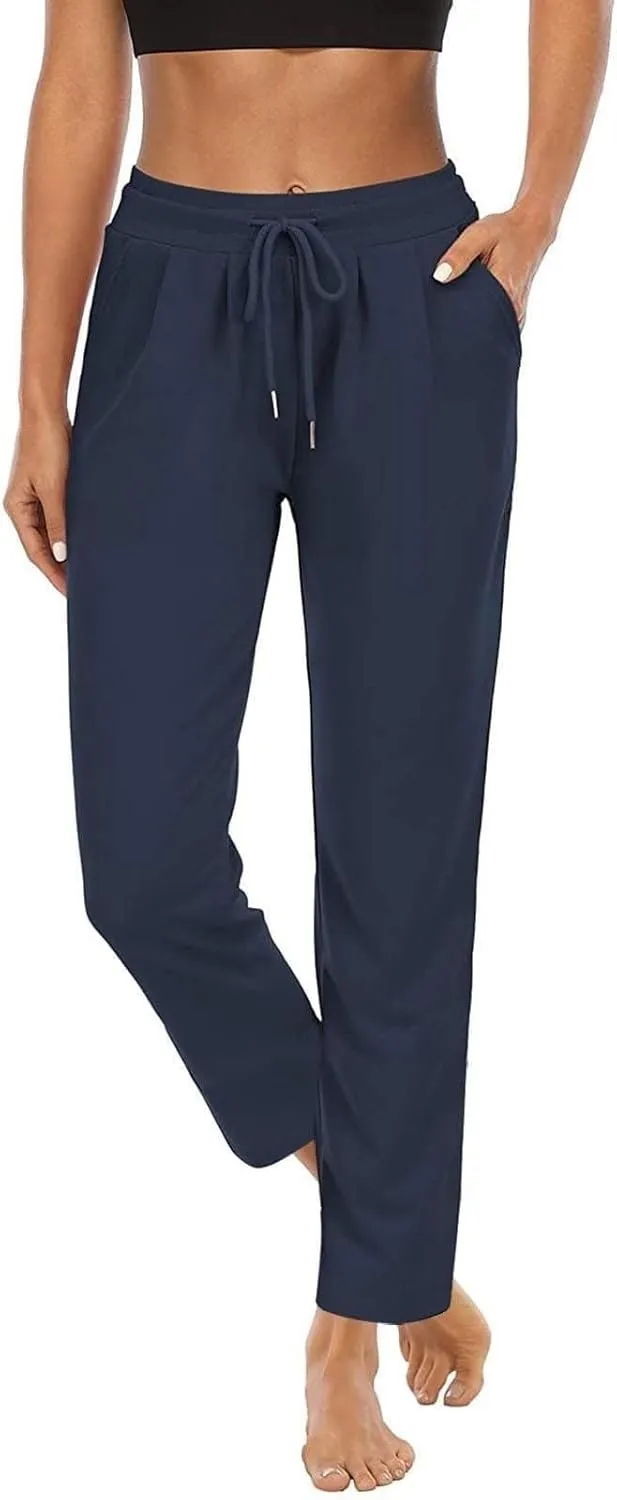 Miyaomn Women's Wide Leg Athletic Sweatpants Drawstring High Waisted Casual Joggers Straight Leg Lounge Trousers with Pockets
