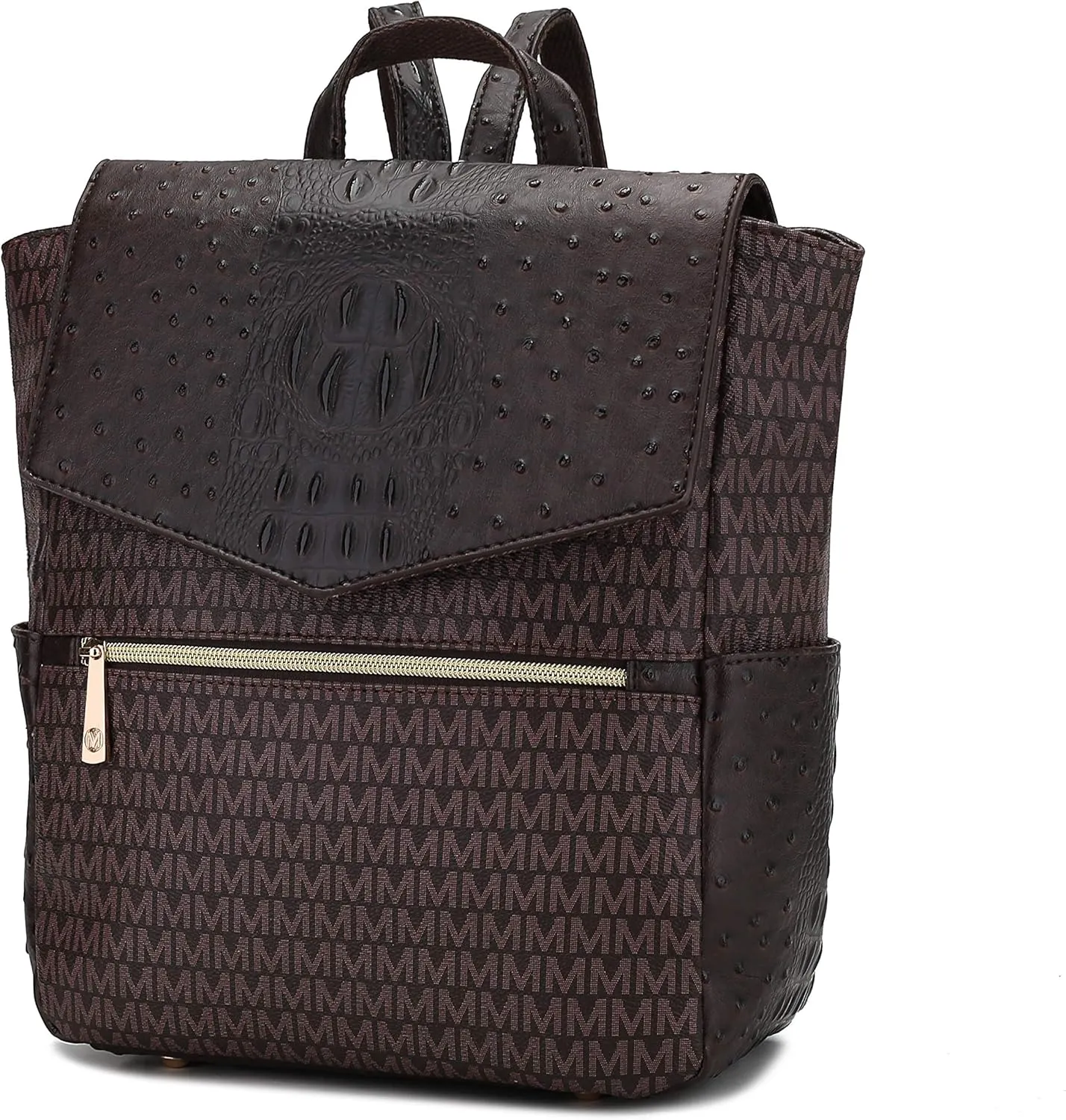 MKF Collection Backpack for Women, Vegan Leather Signature Top Handle Multi-pocket Bag Ladies Fashion Bookbag Travel Backpack