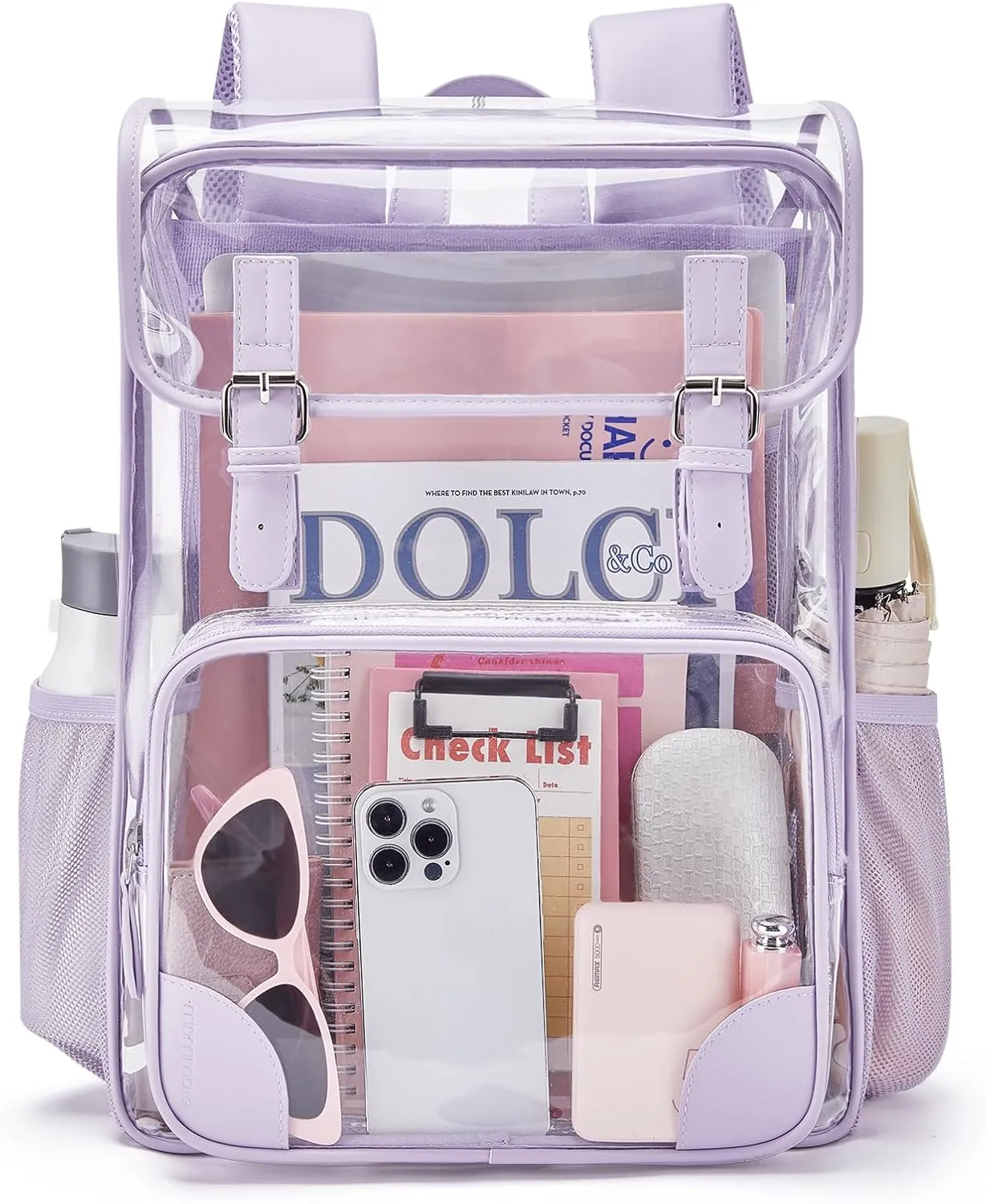 mommore Clear Backpack for School Heavy Duty Large PVC Transparent Bookbag for Girls See Through Bag