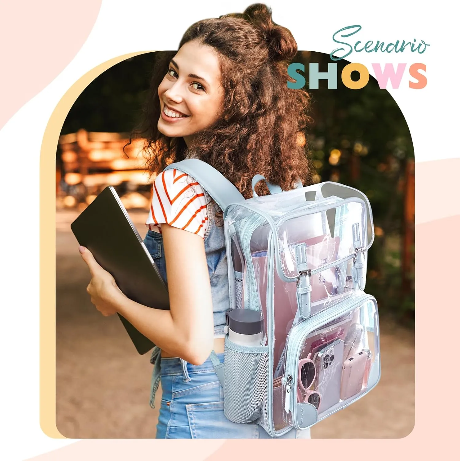 mommore Clear Backpack Heavy Duty Large Clear Backpacks for School Transparent PVC Stadium Approved See Through Backpack