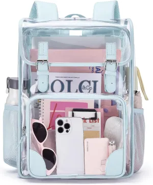 mommore Clear Backpack Heavy Duty Large Clear Backpacks for School Transparent PVC Stadium Approved See Through Backpack