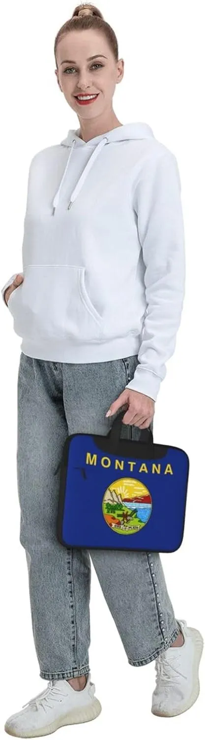 Montana State Flag Print Laptop Adjustable Shoulder Strap With Handle Accessory Pocket For Men Women