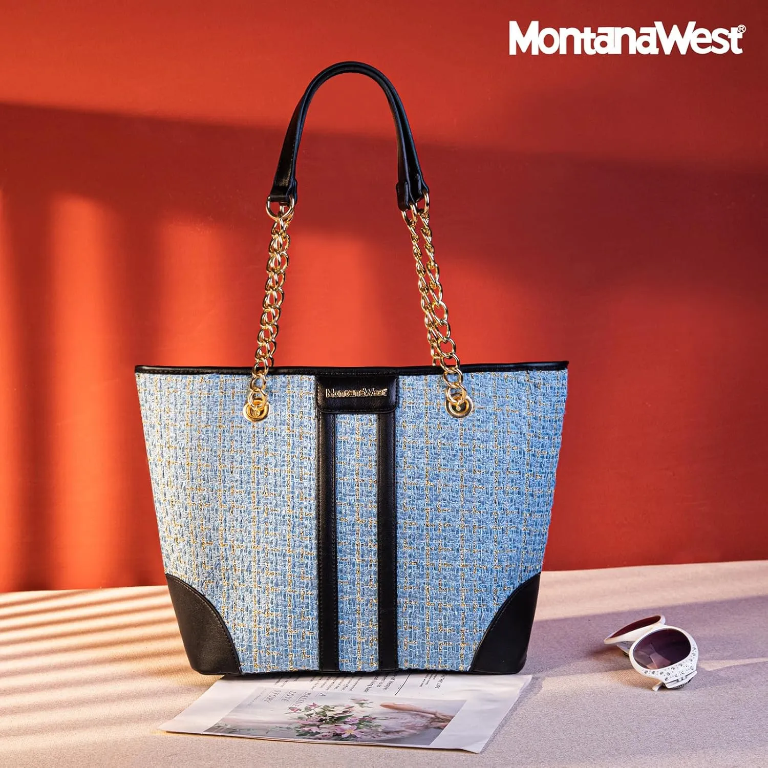 Montana West MEDIUM Tote Bag for Women Quilted Chain Handbags Shoulder Purse