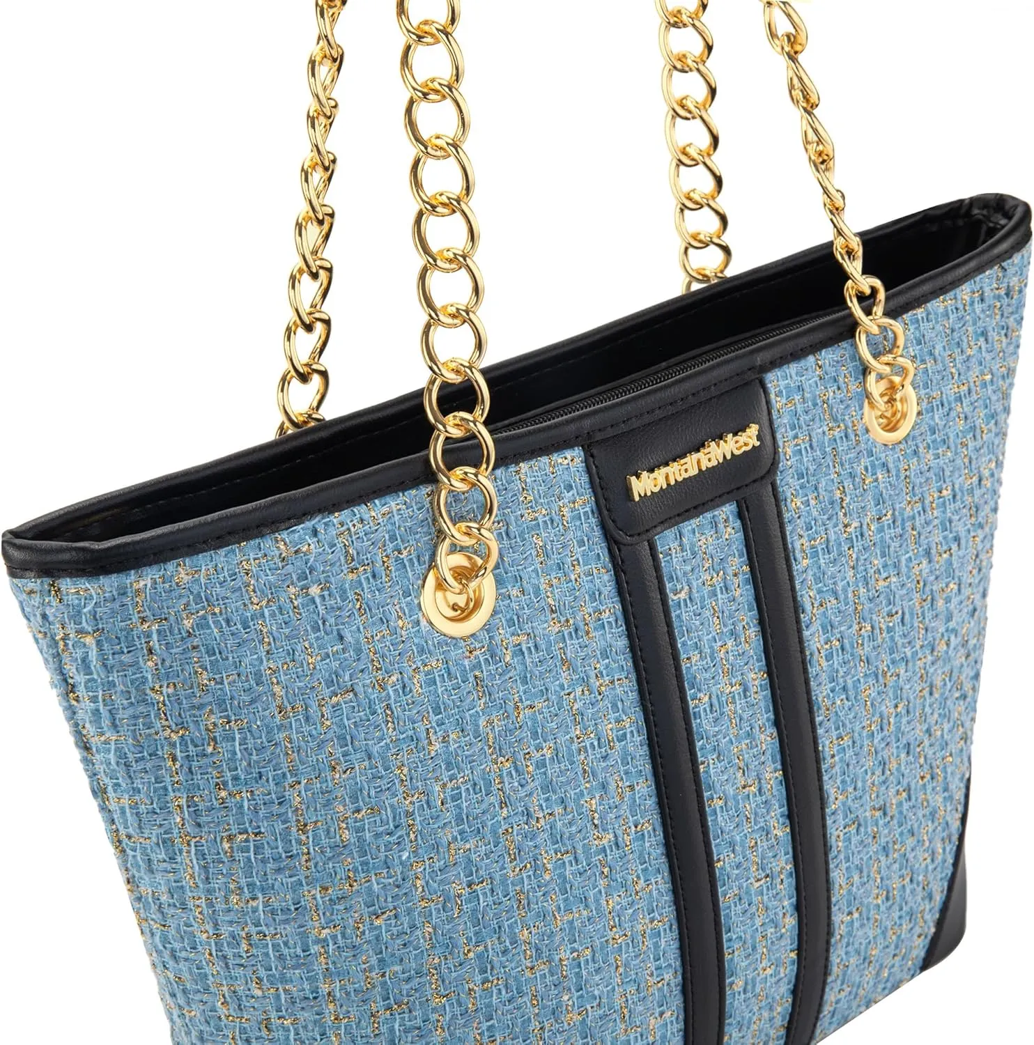 Montana West MEDIUM Tote Bag for Women Quilted Chain Handbags Shoulder Purse