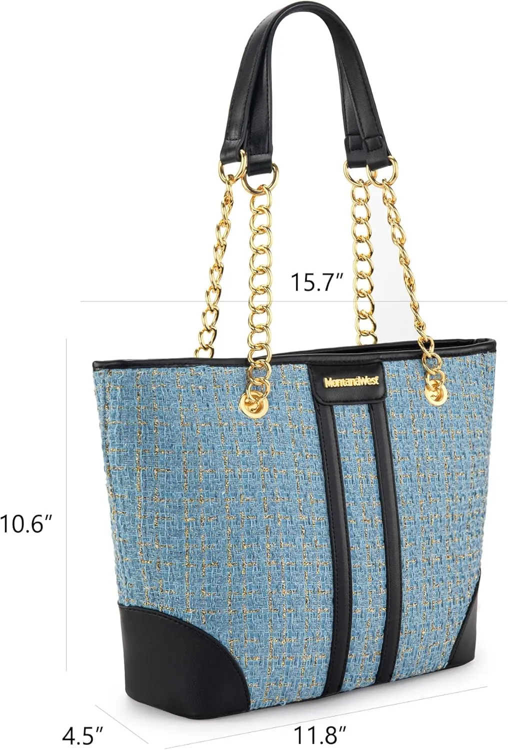Montana West MEDIUM Tote Bag for Women Quilted Chain Handbags Shoulder Purse