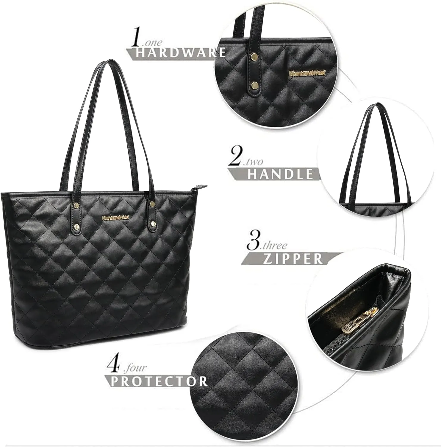 Montana West Quilted Handbag for Women Tote Purse Shoulder Bag Large Fashion Hobo Purse