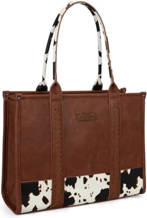 Montana West × Wrangler Tote Bag for Women Western Cow Print Purse Designer Top Handle Handbags