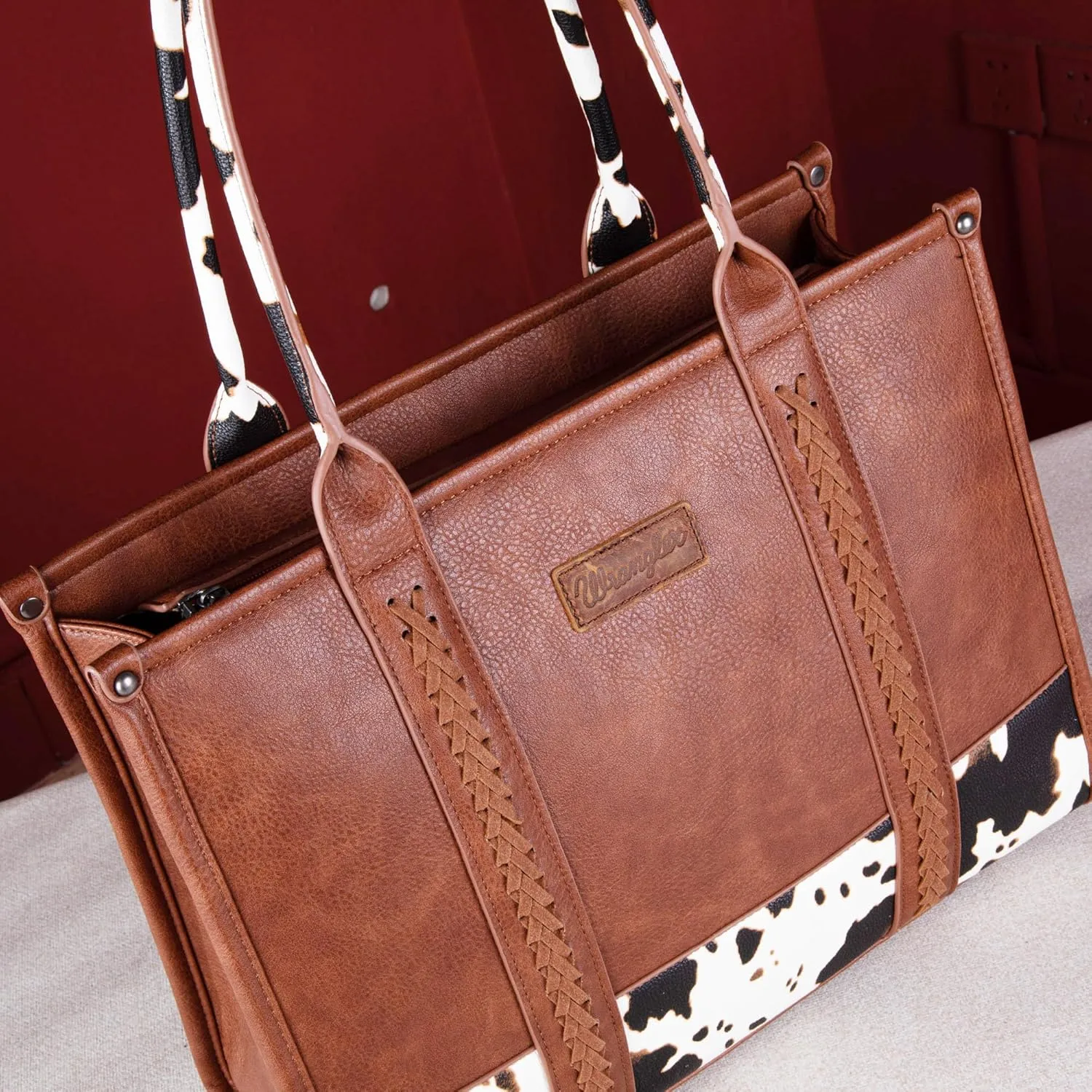 Montana West × Wrangler Tote Bag for Women Western Cow Print Purse Designer Top Handle Handbags
