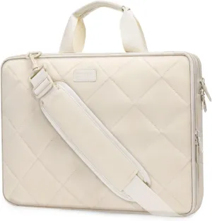 MOSISO 360 Protective Laptop Shoulder Bag, 15-15.6 inch Double Layer Fluffy Padded Laptop Bag with Anti-theft Zipper Compatible with MacBook Pro 16 inch, HP, Dell, Lenovo, Asus Notebook, Sand