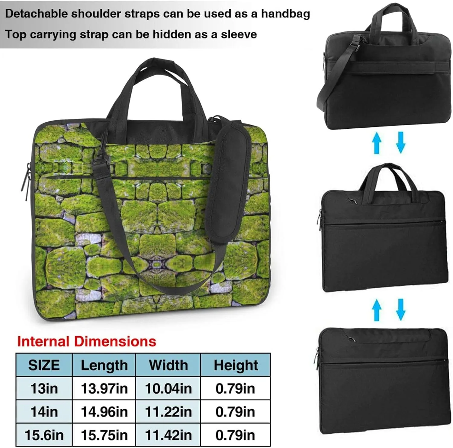 Moss Stone Pavement Print Laptop Bag,Can Use It Freely As A Shoulder Bag,Crossbody Bag,And Briefcase