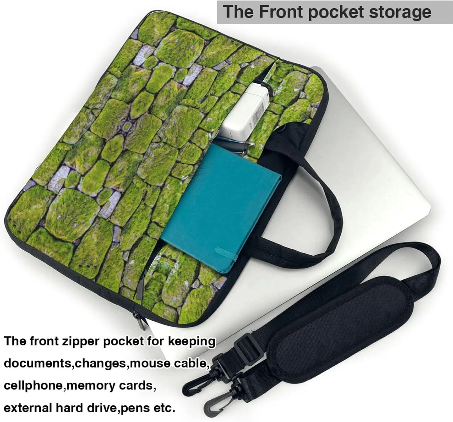 Moss Stone Pavement Print Laptop Bag,Can Use It Freely As A Shoulder Bag,Crossbody Bag,And Briefcase