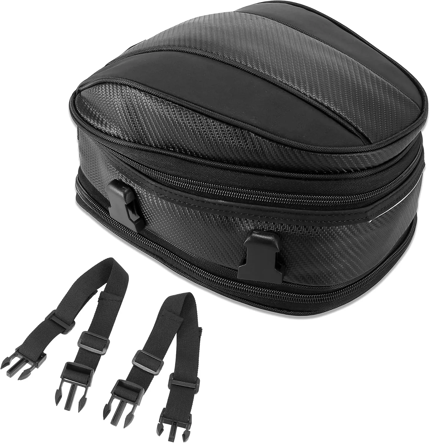 Motoforti Motorcycle Seat Tail Bag Motorbike Cycling Travel Rear Luggage Bag Waterproof 1680D Backpack Black