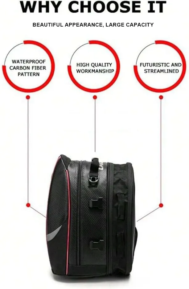 Motorcycle Tail Bag for Triumph Bonneville Speed Master Cruisers, Large Capacity Water-Resistant Wear-Resistant Motorcycle Helmet Bag, Expandable Rear Seat Storage Luggage Backpack