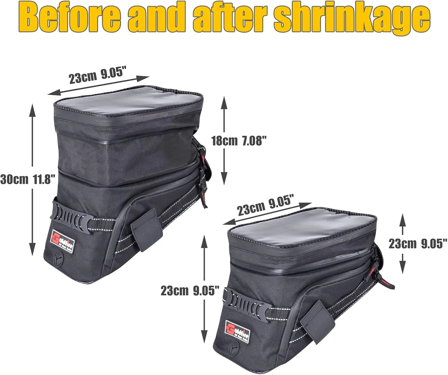 Motorcycle Tank Bag w/Strap Storage Bag Compatible with Honda Yamaha Suzuki Kawasaki Harley Water Resistant (Black)