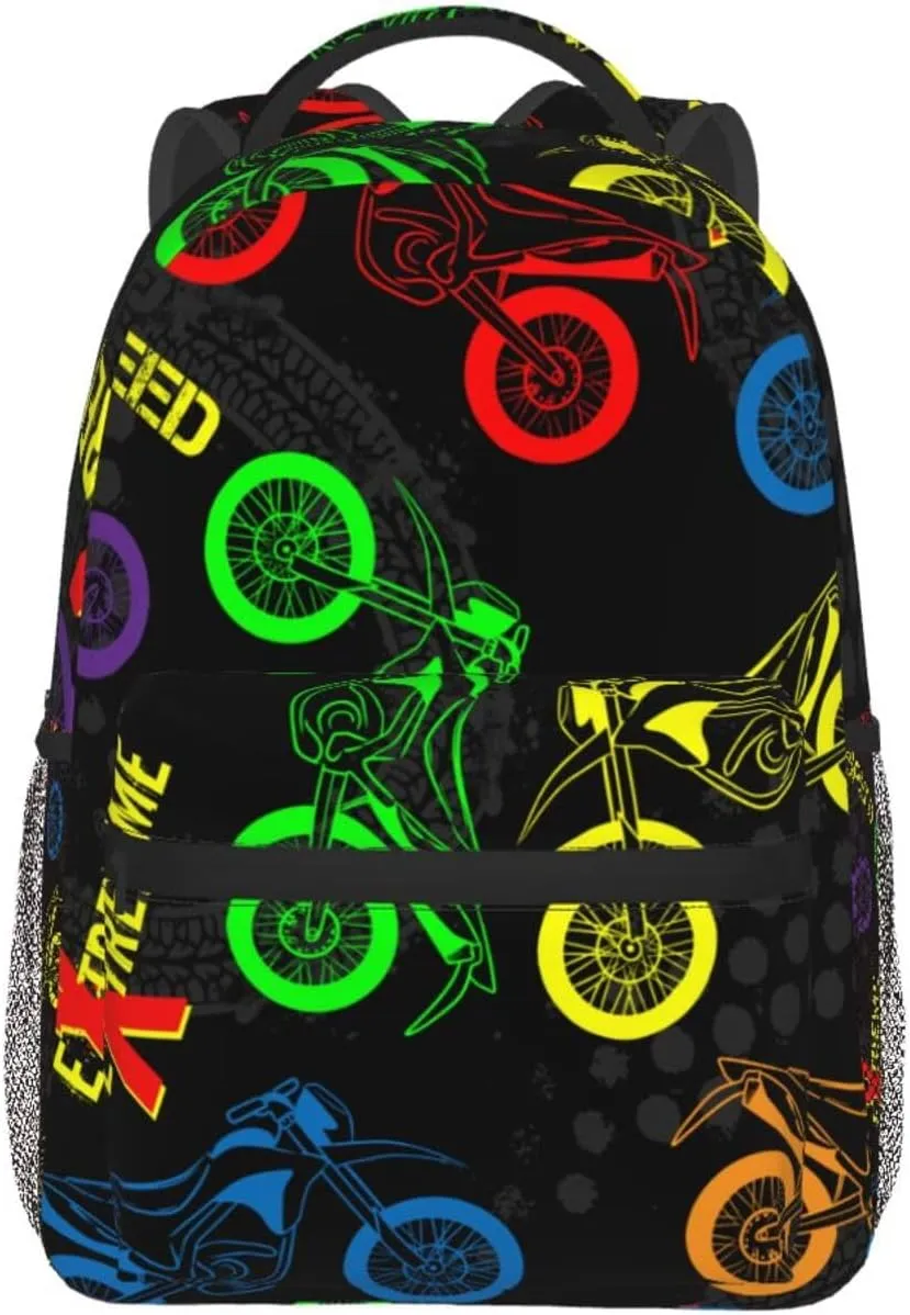 Motorcycles Grunge Guys Modern Urban Extreme Race Backpacks 15 Inch Laptop Backpack Multipurpose Double Shoulder Bag For Men Women Gifts