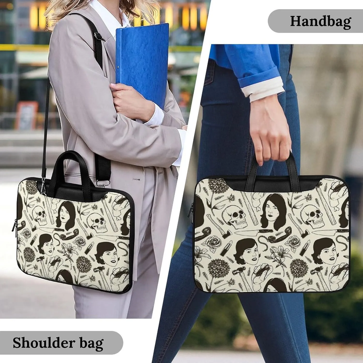 Mud Print Style Portable Leather Laptop Bag